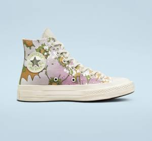 Converse Chuck 70 Crafted Florals Höga Sneakers Rosa Olivgröna | CV-317UEZ