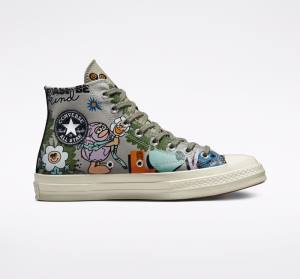 Converse Chuck 70 Floral Höga Sneakers Olivgröna Olika Färger | CV-081RWD