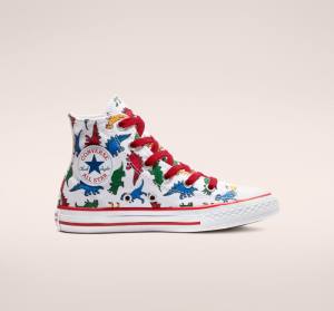 Converse Chuck Taylor All Star Dinoverse Höga Sneakers Vita Röda Blå | CV-306UNJ