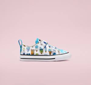 Converse Chuck Taylor All Star Easy-On Frozen Treats Låga Sneakers Vita Blå Ljusgröna | CV-086AVP