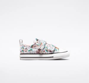 Converse Chuck Taylor All Star Easy-On Rainbow Castles Låga Sneakers Vita Rosa Turkos | CV-230BGP