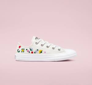 Converse Chuck Taylor All Star Floral Embroidery Låga Sneakers Vita Vita | CV-807RJH