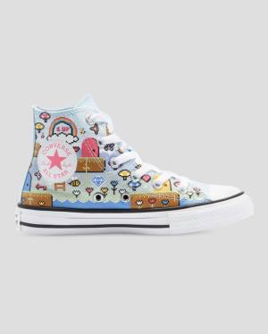 Converse Chuck Taylor All Star Girls Gamer Höga Sneakers Blå Rosa Vita | CV-967BPA