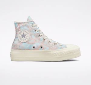 Converse Chuck Taylor All Star Lift Platform Marble Höga Sneakers Silver | CV-073IML