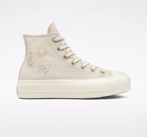 Converse Chuck Taylor All Star Lift Platform Golden Elements Höga Sneakers Bruna Ljusguld | CV-241ARE