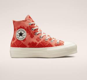 Converse Chuck Taylor All Star Lift Platform Tonal Embroidery Höga Sneakers Orange | CV-572BHL