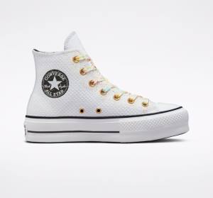 Converse Chuck Taylor All Star Lift Platform Splatter Höga Sneakers Vita Vita | CV-648YWZ