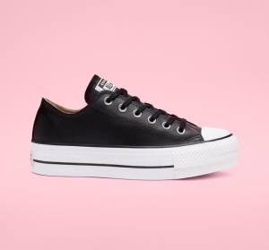 Converse Chuck Taylor All Star Lift Platform Läder Låga Sneakers Svarta Vita | CV-749RHS