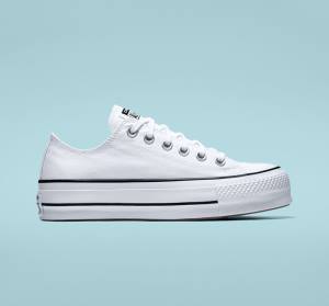 Converse Chuck Taylor All Star Lift Platform Canvas Låga Sneakers Vita Svarta Vita | CV-832VSD