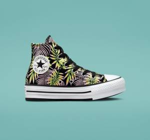 Converse Chuck Taylor All Star Lift Platform Bright Plants Höga Sneakers Svarta Rosa Ljusgröna | CV-975NDR