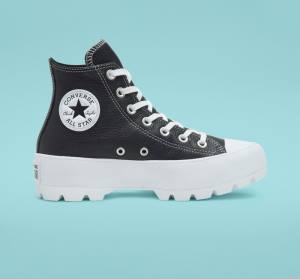 Converse Chuck Taylor All Star Lugged Läder Höga Sneakers Svarta Vita | CV-941OSJ