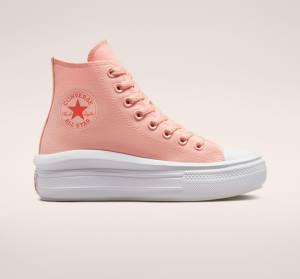 Converse Chuck Taylor All Star Move Platform Canvas Höga Sneakers Rosa Vita Rosa | CV-419UNE