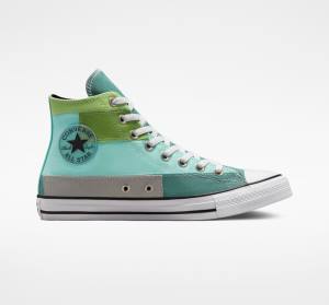 Converse Chuck Taylor All Star Patchwork Höga Sneakers Ljusgröna Ljus | CV-087ZIU