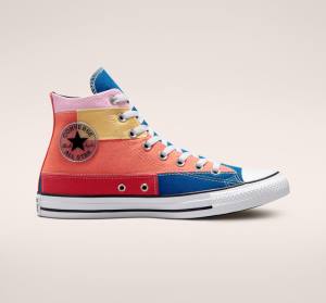 Converse Chuck Taylor All Star Patchwork Höga Sneakers Blå Rosa | CV-548BWH