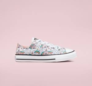 Converse Chuck Taylor All Star Rainbow Castles Låga Sneakers Vita Rosa Turkos | CV-958EKR