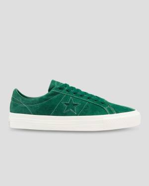 Converse One Star Pro Pigskin Mocka Låga Sneakers Gröna | CV-568KDP