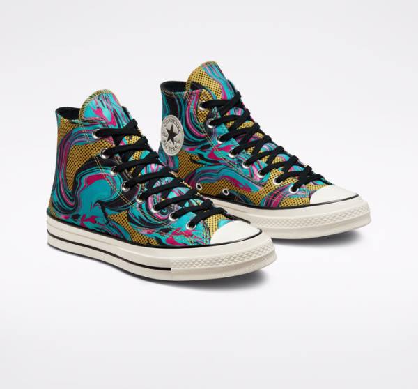 Converse Chuck 70 '90s Marbled Höga Sneakers Turkos | CV-580XQI