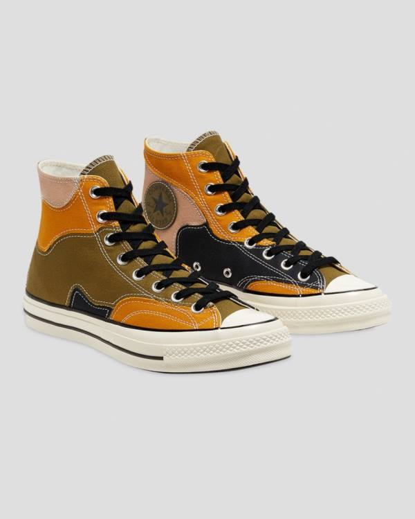 Converse Chuck 70 Archive Camo Overlay Höga Sneakers Olivgröna Orange | CV-109GOK