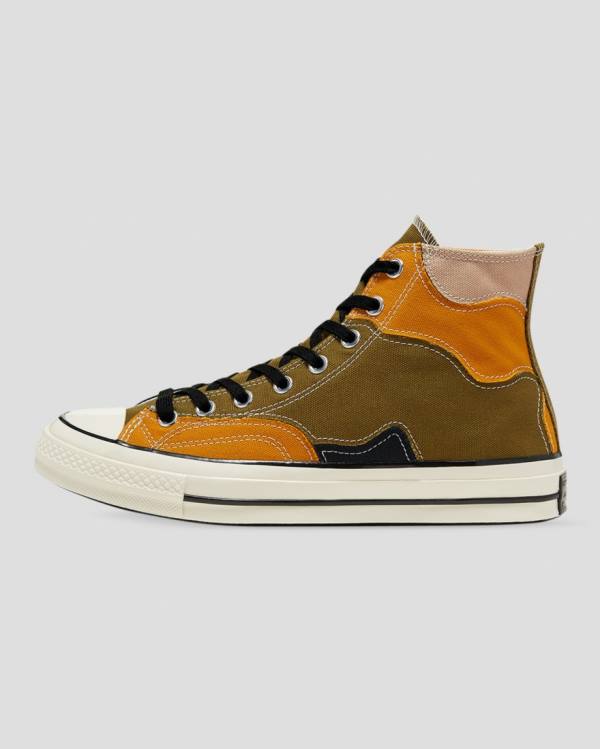 Converse Chuck 70 Archive Camo Overlay Höga Sneakers Olivgröna Orange | CV-109GOK