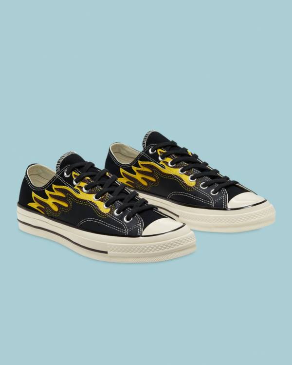 Converse Chuck 70 Archive Flame Overlay Låga Sneakers Svarta | CV-201RTP