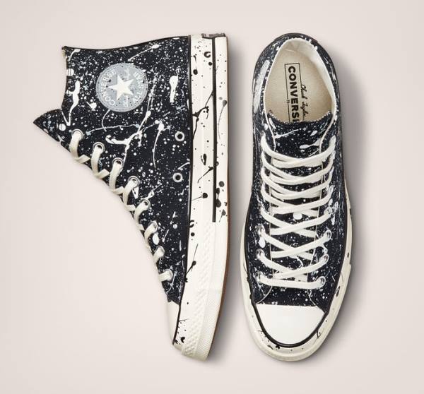 Converse Chuck 70 Archive Paint Splatter Höga Sneakers Svarta Grå | CV-012GHM