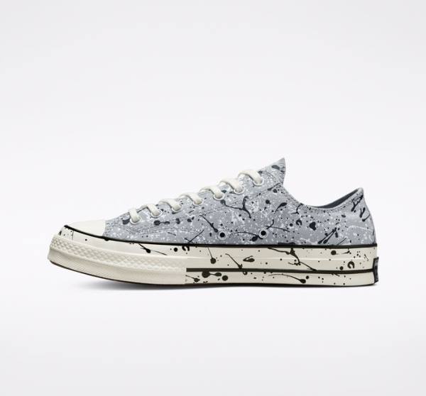 Converse Chuck 70 Archive Paint Splatter Låga Sneakers Grå Svarta Vita | CV-270ZJQ