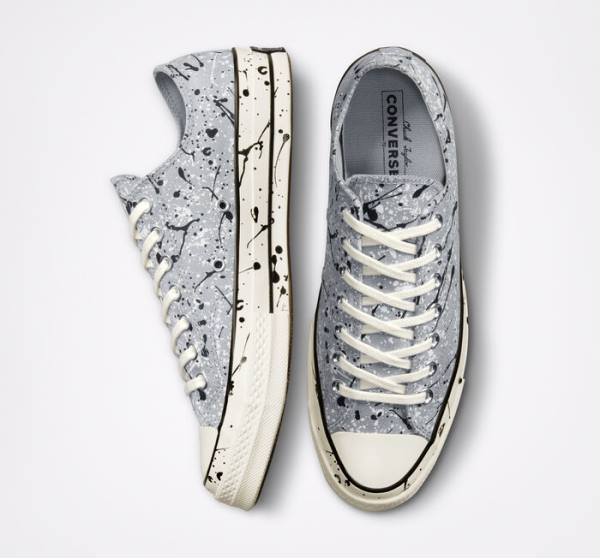 Converse Chuck 70 Archive Paint Splatter Låga Sneakers Grå Svarta Vita | CV-270ZJQ