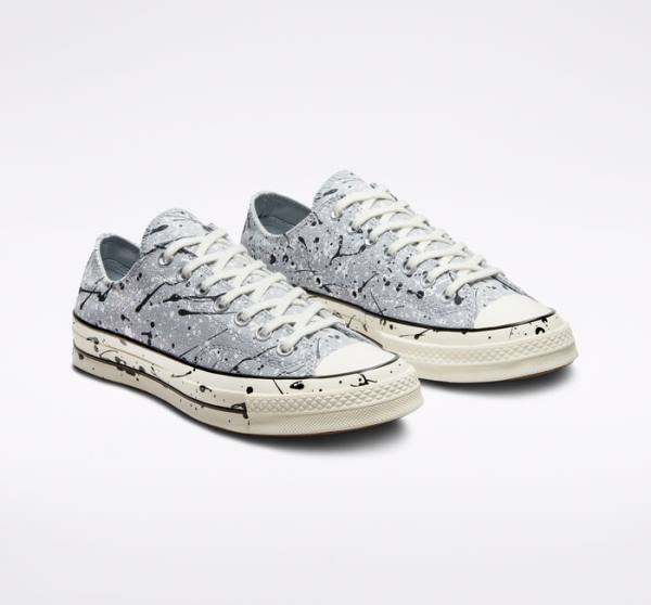 Converse Chuck 70 Archive Paint Splatter Låga Sneakers Grå Svarta Vita | CV-270ZJQ