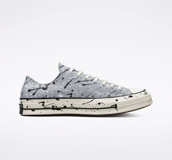 Converse Chuck 70 Archive Paint Splatter Låga Sneakers Grå Svarta Vita | CV-812XJT