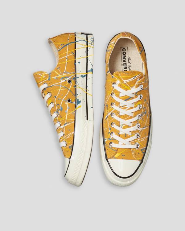 Converse Chuck 70 Archive Print Paint Splatter Låga Sneakers Gula | CV-263QYX