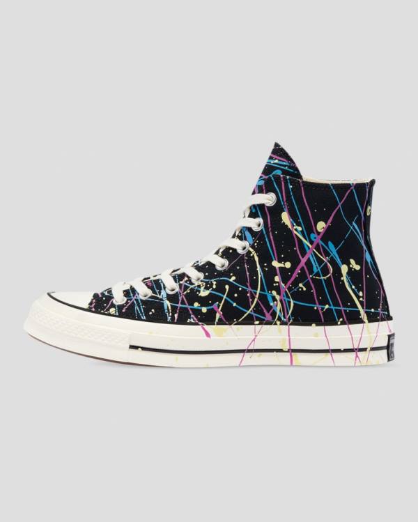 Converse Chuck 70 Archive Print Paint Splatter Höga Sneakers Svarta | CV-902SFR