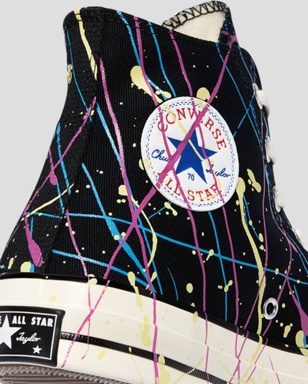 Converse Chuck 70 Archive Print Paint Splatter Höga Sneakers Svarta | CV-902SFR