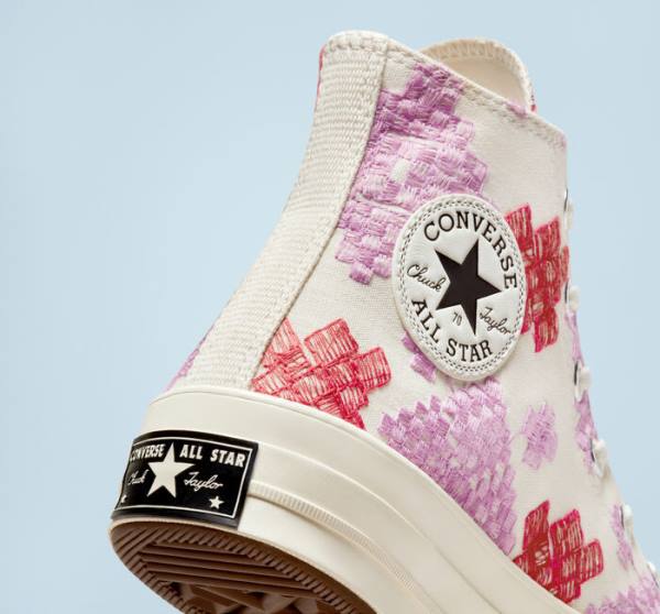 Converse Chuck 70 Bright Embroidery Höga Sneakers Rosa Röda | CV-104CFX