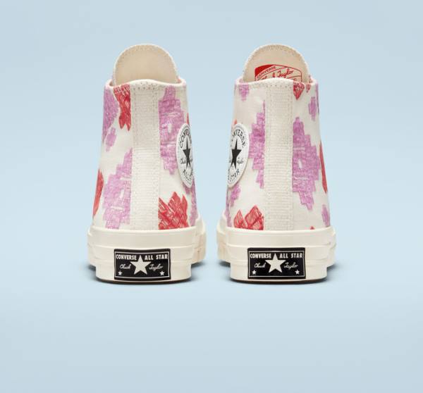 Converse Chuck 70 Bright Embroidery Höga Sneakers Rosa Röda | CV-104CFX