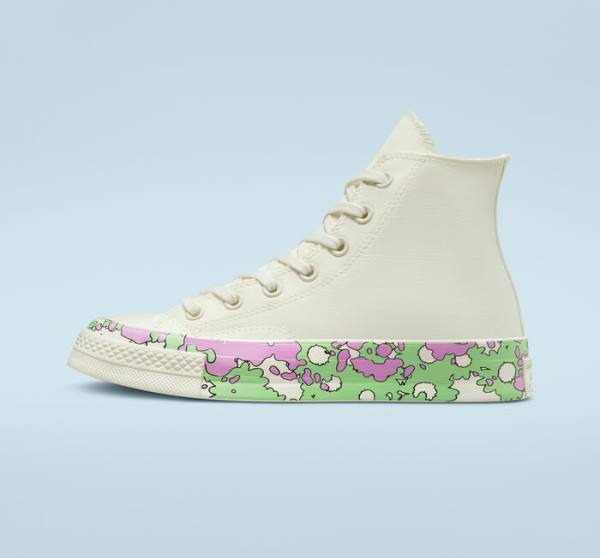 Converse Chuck 70 Crafted Florals Höga Sneakers Rosa Ljusgröna | CV-052DEN