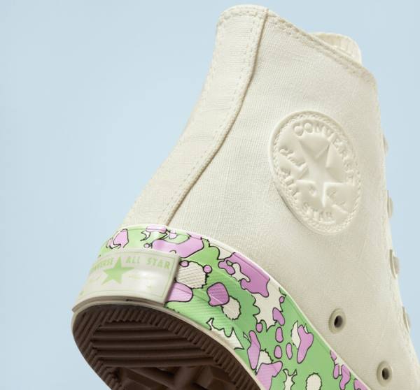 Converse Chuck 70 Crafted Florals Höga Sneakers Rosa Ljusgröna | CV-052DEN