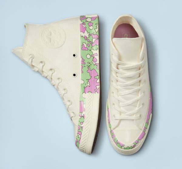 Converse Chuck 70 Crafted Florals Höga Sneakers Rosa Ljusgröna | CV-052DEN