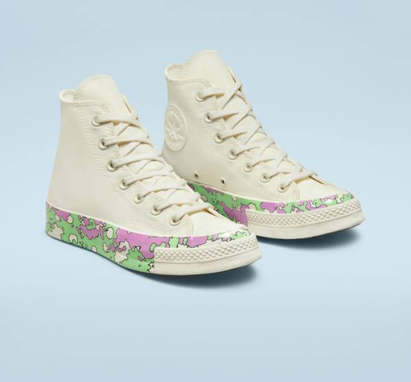 Converse Chuck 70 Crafted Florals Höga Sneakers Rosa Ljusgröna | CV-052DEN