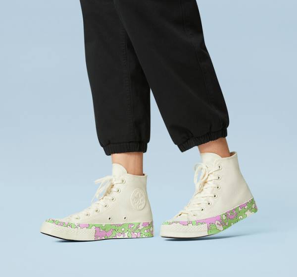 Converse Chuck 70 Crafted Florals Höga Sneakers Rosa Ljusgröna | CV-052DEN