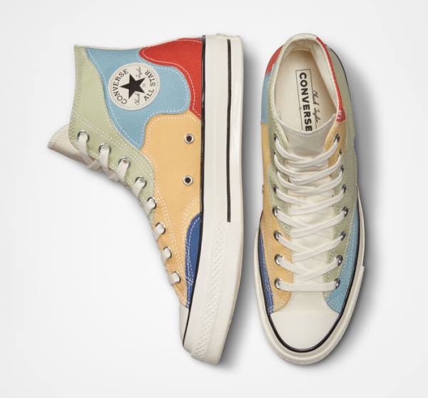 Converse Chuck 70 Crafted Patchwork Höga Sneakers Olivgröna Blå | CV-098IZF