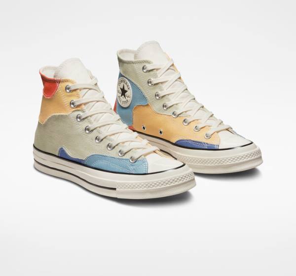 Converse Chuck 70 Crafted Patchwork Höga Sneakers Olivgröna Blå | CV-098IZF