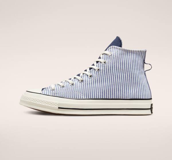 Converse Chuck 70 Crafted Stripe Höga Sneakers Indigo Svarta | CV-074YXC