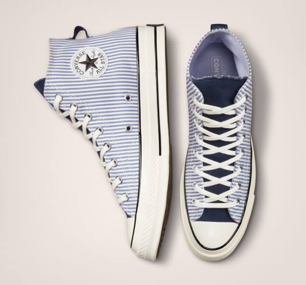 Converse Chuck 70 Crafted Stripe Höga Sneakers Indigo Svarta | CV-074YXC