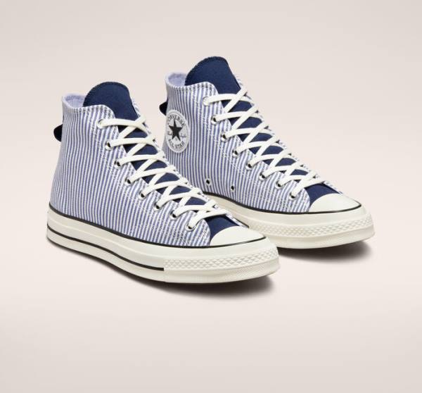 Converse Chuck 70 Crafted Stripe Höga Sneakers Indigo Svarta | CV-074YXC