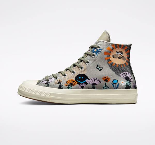 Converse Chuck 70 Floral Höga Sneakers Olivgröna Olika Färger | CV-081RWD