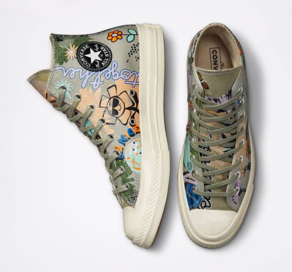 Converse Chuck 70 Floral Höga Sneakers Olivgröna Olika Färger | CV-081RWD