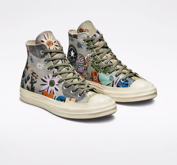 Converse Chuck 70 Floral Höga Sneakers Olivgröna Olika Färger | CV-081RWD