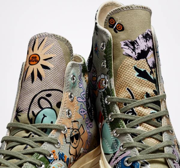 Converse Chuck 70 Floral Höga Sneakers Olivgröna Olika Färger | CV-081RWD