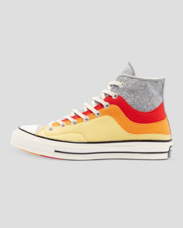 Converse Chuck 70 Nor'Easter Felted Layered Höga Sneakers Grå Röda Gula | CV-941OGZ