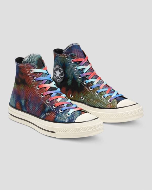 Converse Chuck 70 Plaid Tie Dye Höga Sneakers Svarta | CV-149OXB